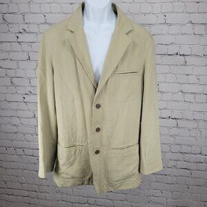 Tommy Bahama Beige Silk Linen Lightweight Notch Blazer Jacket Size Medium M